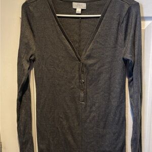 GAP Dark Gray Long-Sleeve V-Neck Henley